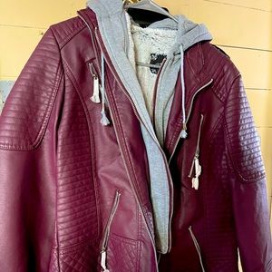 Royalty For Me Faux Leather/Fur Jacket with Hood - Size L
